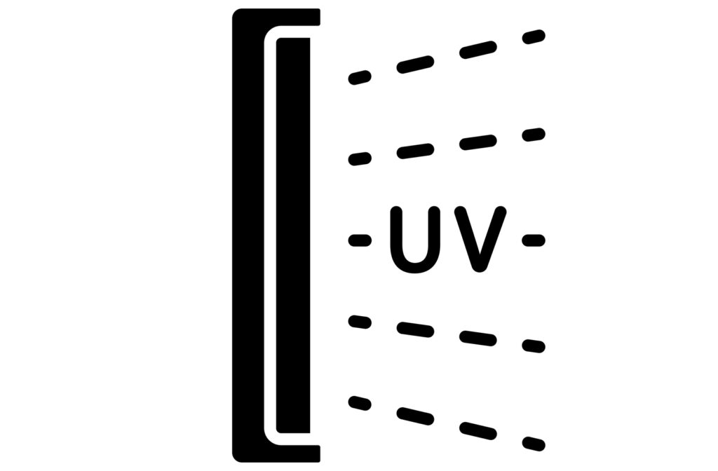 Outline icon of UV lights shown